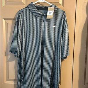 Nike Men’s Blue & Gray Striped Dri-FIT Polo